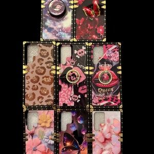 Stylish Pink and Black Phone Case Set